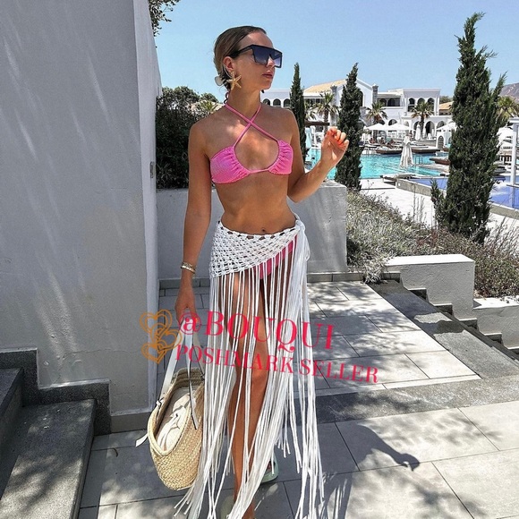 BLOGGERS FAV ZARA CROCHETED PAREO FRINGE SKIRT - Picture 13 of 14